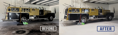 Zorbent Tire Grease Mess Clean Up Before and After